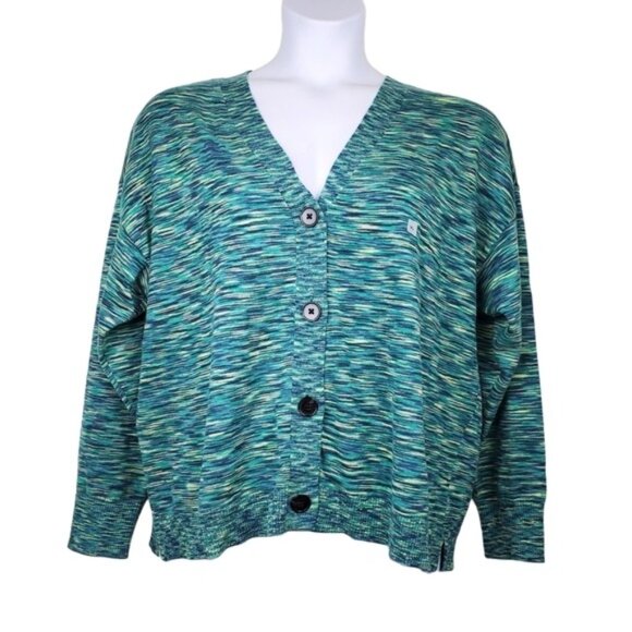 LOFT Sweaters - Loft Womens Green Space Dye Button Front Knit Cardigan Sweater Size XL NWT